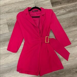 Zara Fuchsia Belted Blazer Dress